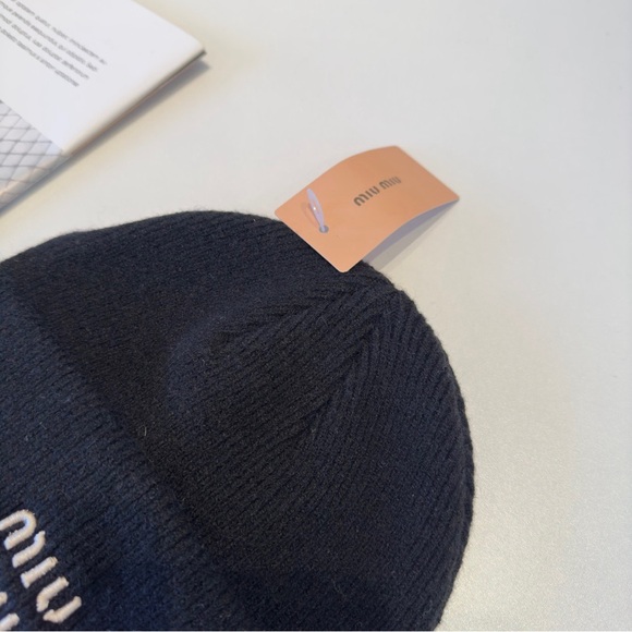Miu Miu Dark Blue Knit Beanie - Picture 3 of 3